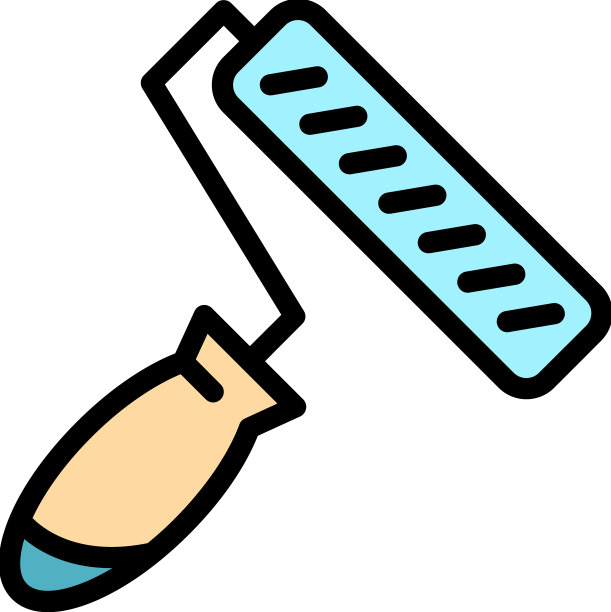 漆墙滚筒图标颜色轮廓图片下载