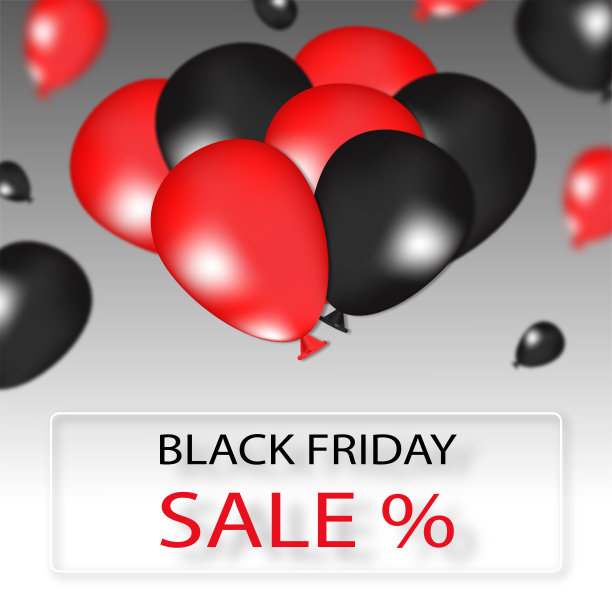 红色和黑色的渐变模糊气球不同大小的渐变白色的灰色背景上的顶部。黑色星期五销售文本和社会海报的概念图片下载