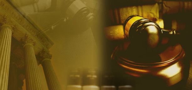 法律图像拼贴，包括法律木槌和法院，作为背景与复制空间图片下载