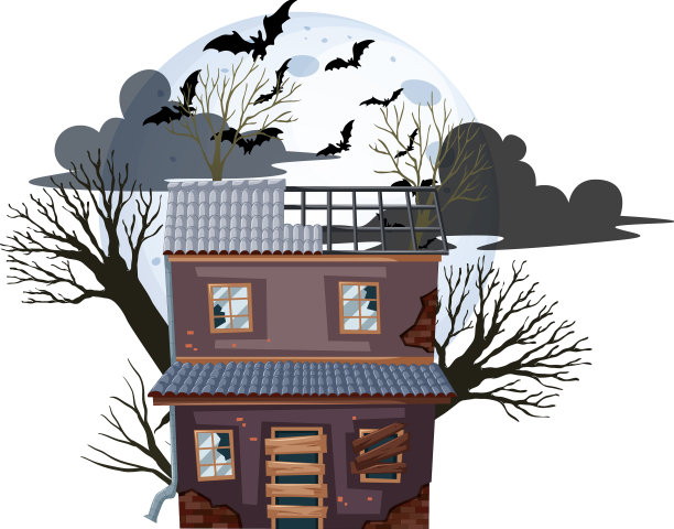 孤立的万圣节废弃屋图片下载
