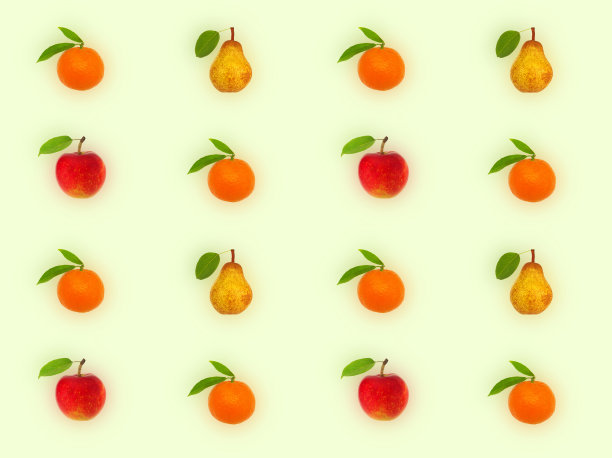 装饰图案有水果、橘子、梨、红苹果等图片下载