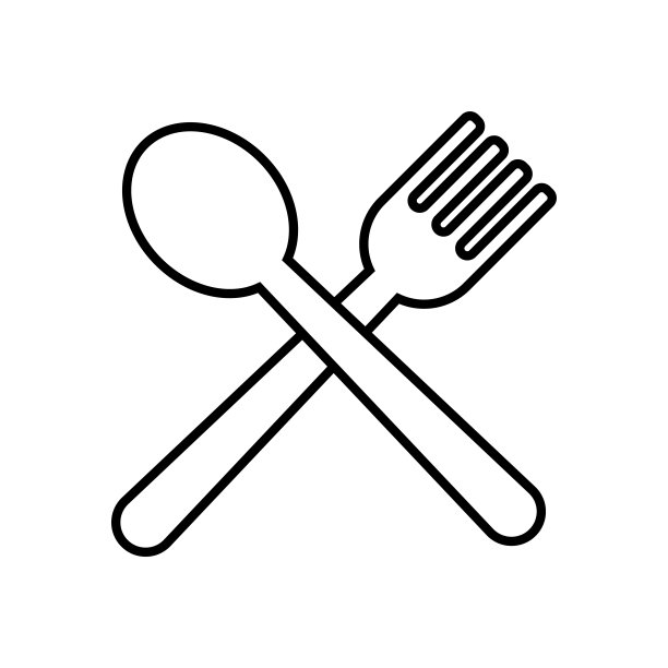 勺子叉图标，勺子矢量，叉子插图图片下载