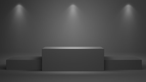 三个黑色的立方体模板被布置成一个平台。图片下载