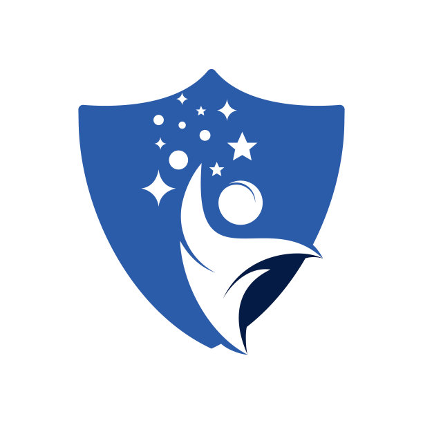 成功人类矢量标志设计。人类抽象图标与星形符号。图片下载