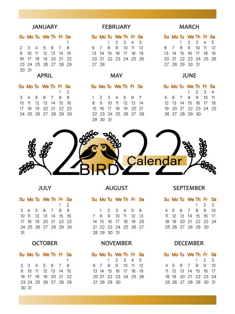 鸟夫妇。2022年日历。鸟类学，生态页的笔记本，每周计划，日历图片下载