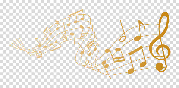矢量设计元素-单张乐谱-金色音符旋律图片下载