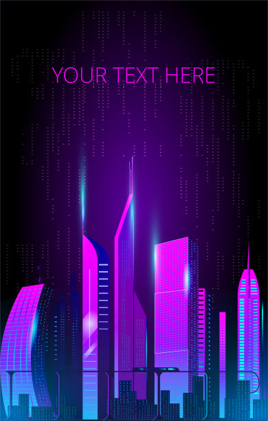 赛博朋克风格的梦幻城市。未来的夜城。图片下载