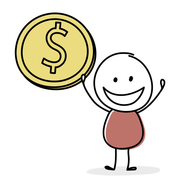 金钱投资概念与有趣的棍子。图标集合。向量图片下载