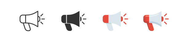 喇叭图标设置为扁平风格。向量图片下载