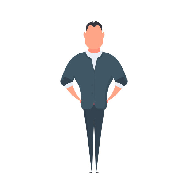 卡通风格的商人。那人把手放在腰带上。孤立。向量。图片下载