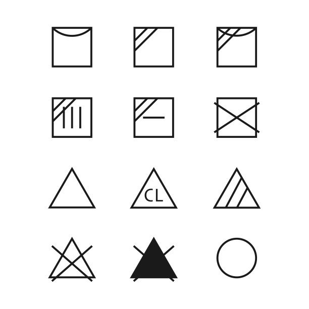 洗衣护理图标。机洗和手洗建议符号。图片下载