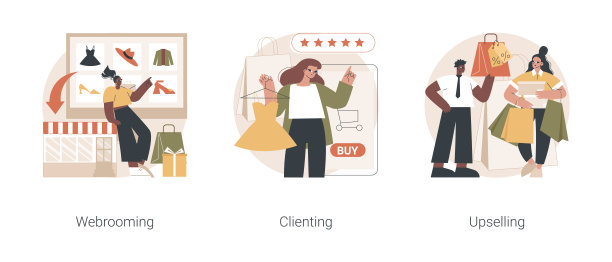 购物行为抽象概念矢量插图。图片下载