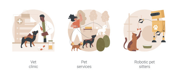 动物服务抽象概念矢量插图。图片下载