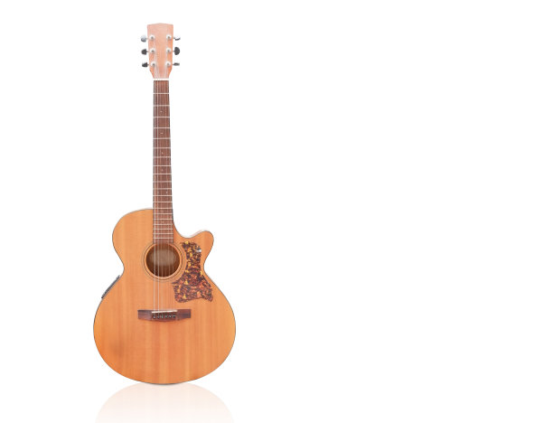 迪切吉他白色背景，复制空间图片下载