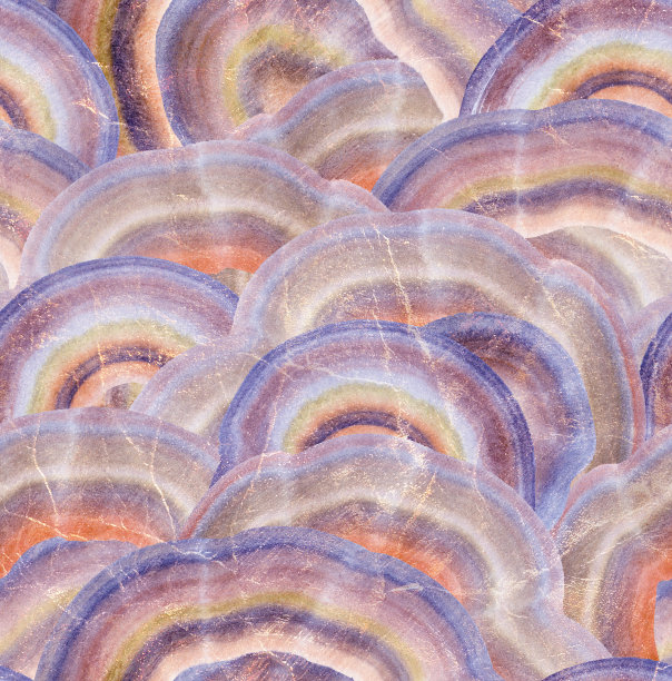 无缝图案与玛瑙。矿物石水彩印刷图片下载