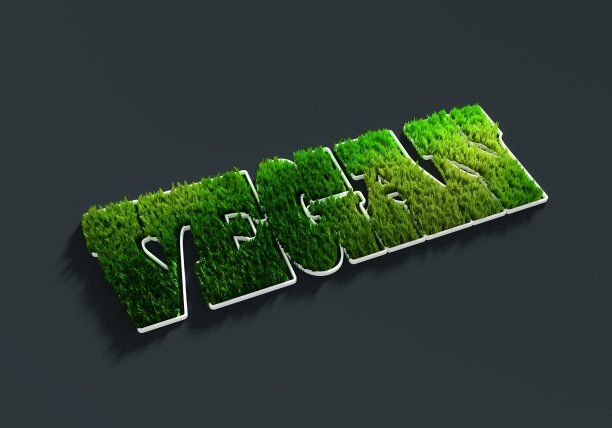 3d绿草和纯素单字图片下载