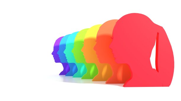 彩虹渐变涂头。人际关系的概念图片下载