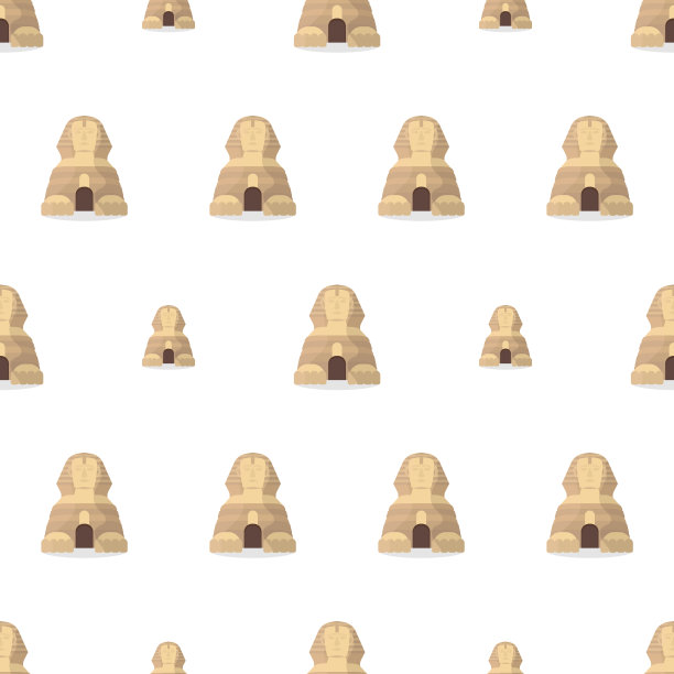 无缝图案与埃及狮身人面像。没完没了的背景。适用于明信片、印刷品、包装纸和背景。向量。图片下载