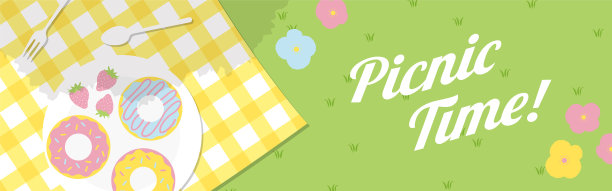 向量背景与横幅，卡片，传单，社交媒体墙纸等野餐插图。图片下载