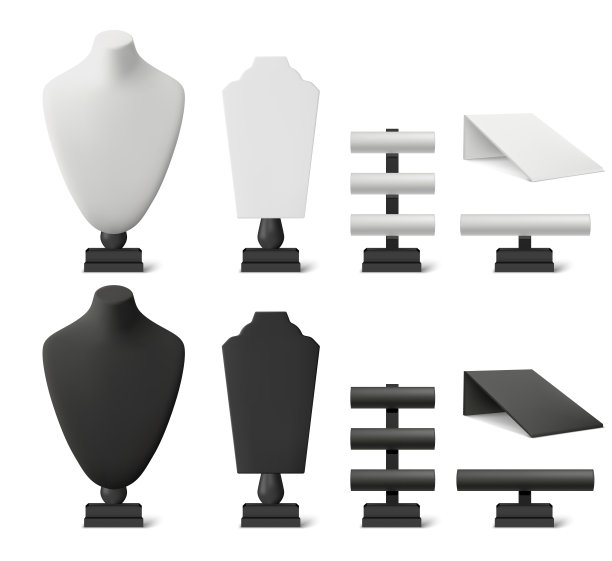 现实主义代表珠宝。胸围项链人体模型矢量逼真。人体模型没有头。图片下载