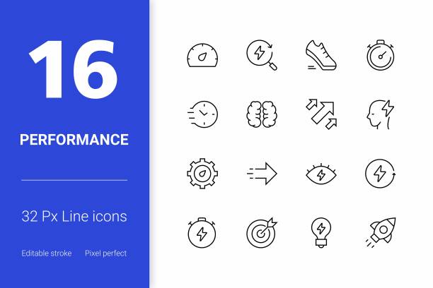 性能可编辑的笔画线图标图片下载