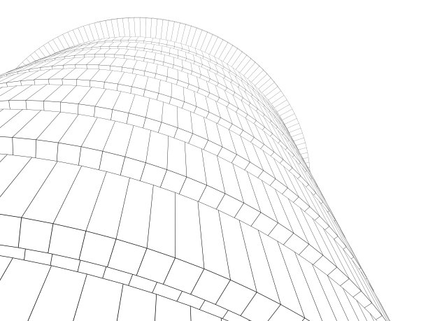 轮廓线框模型为圆形塔，透视图图片下载