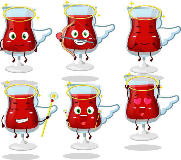 红酒卡通设计成可爱的天使图片下载