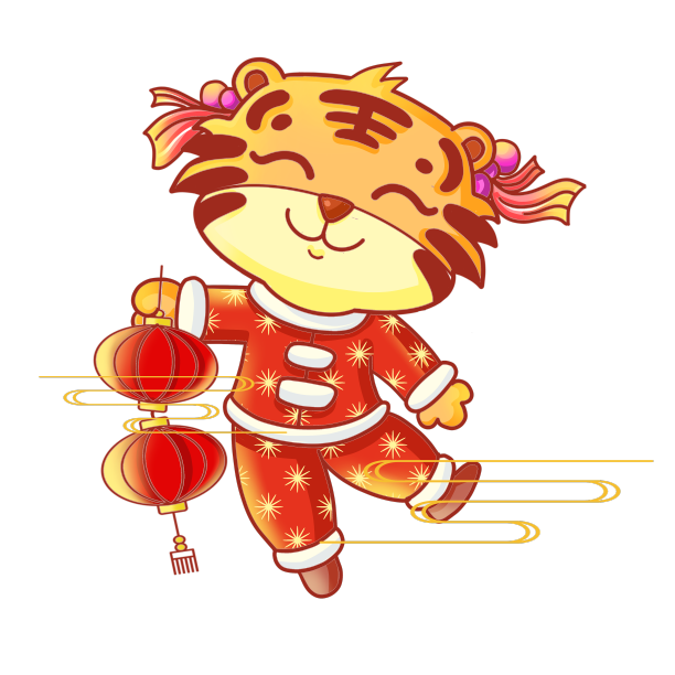 虎年新年可爱拿灯笼老虎图片下载