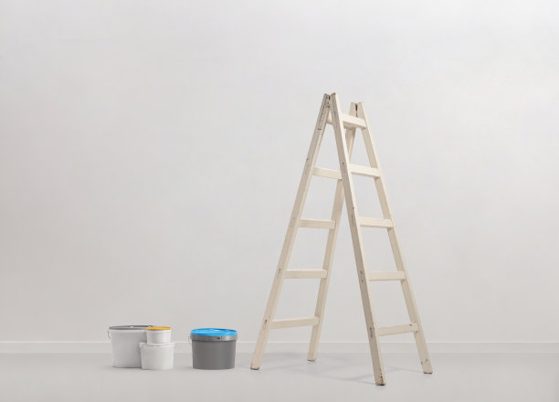 油漆用品和白色梯子图片下载
