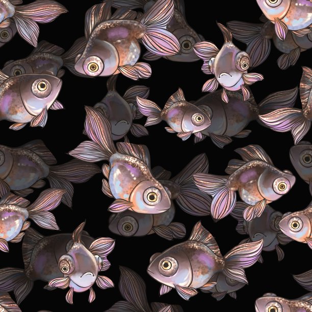 无缝装饰图案与金鱼图片下载