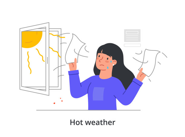 女人在热的概念工作图片下载