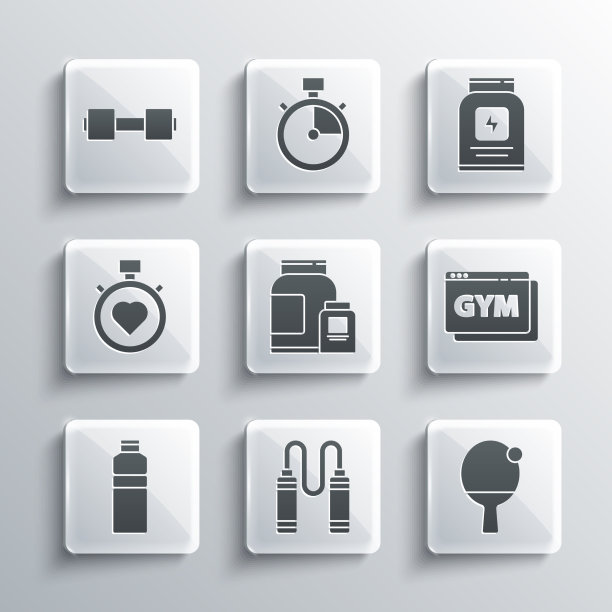 设置跳绳、球拍和球在线健身图片下载