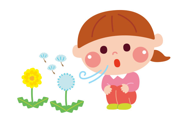 吹着蒲公英绒毛玩耍的女孩图片下载