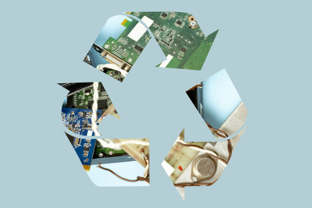 旧的电子零件里面的回收标志，电子废物图片下载