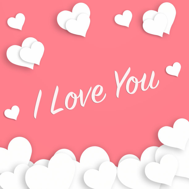粉色背景上的心形和爱心文字图片下载