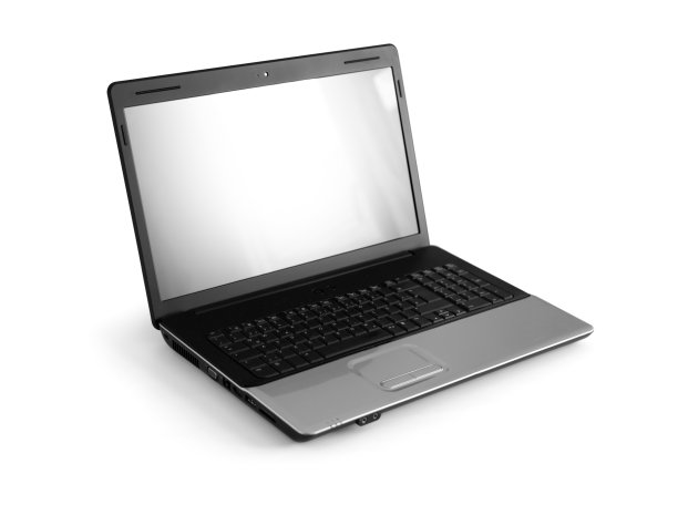 大型笔记本电脑隔离在白色背景图片下载