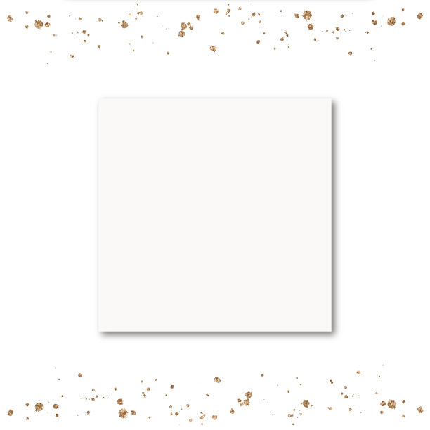季节性假日模型，白色空白的正方形背景与青铜金色闪光飞溅。图片下载