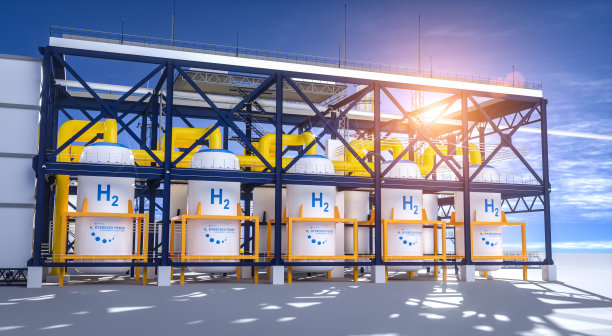可再生氢能源生产——用于清洁电力、太阳能和风力涡轮机设施的氢气图片下载