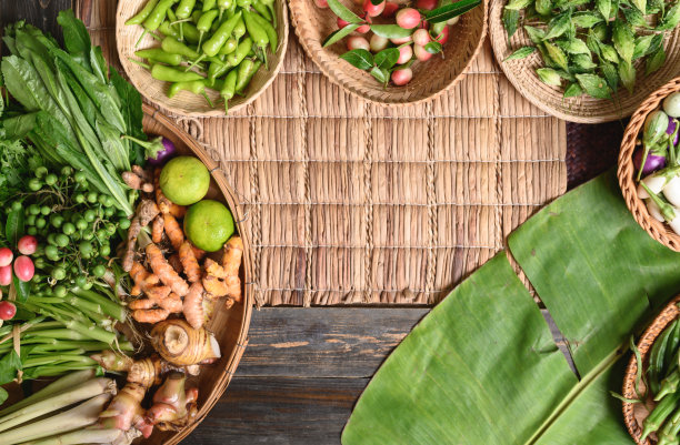 来自当地农贸市场的东南亚有机蔬菜和香料，可持续发展理念图片下载
