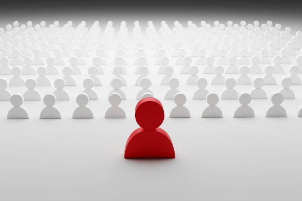 领导的概念。一个红色的人类图标在白色的人类图标前面图片下载