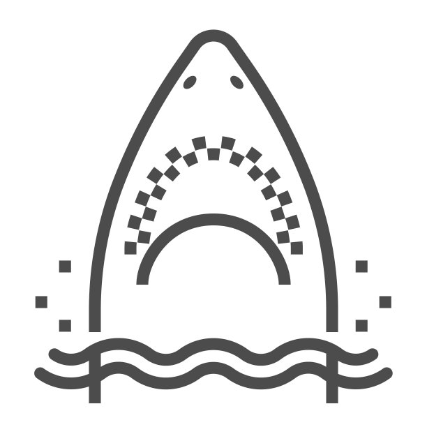 鲨鱼相关，像素完美，可编辑的笔触，向上可伸缩的正方形直线矢量图标。图片下载