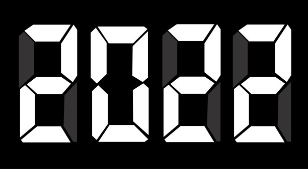 机械的时间表。2022年新年快乐贺卡图片下载