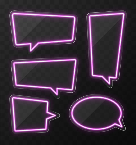霓虹灯语音气泡横幅背景。矢量插图。图片下载