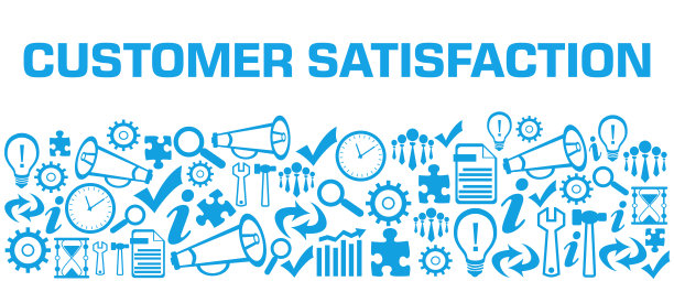 顾客满意蓝色商业符号背景底部图片下载