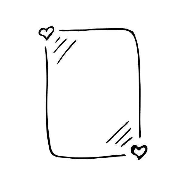 垂直矩形涂鸦框与小的心图片下载