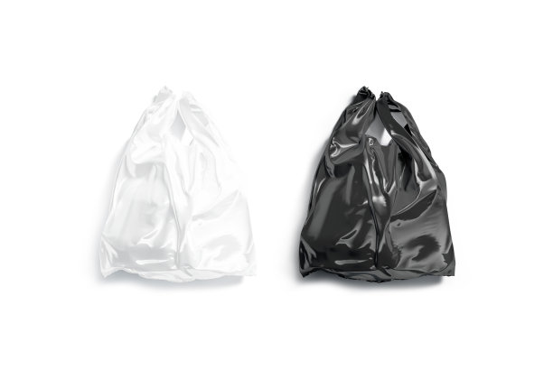 空白黑白全t恤塑料袋模型，孤立图片下载