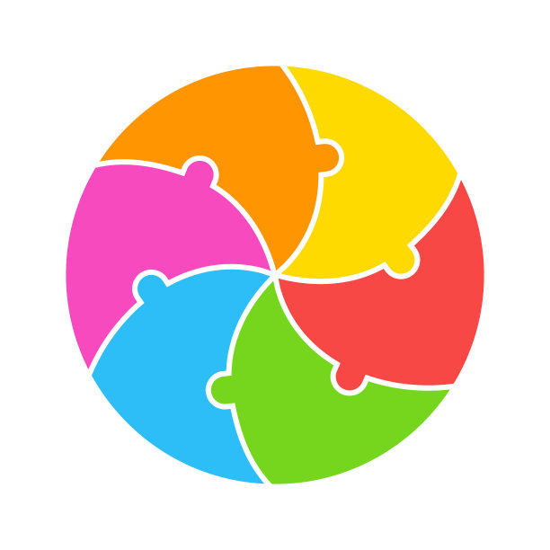 拼图5块圆形设计图片下载