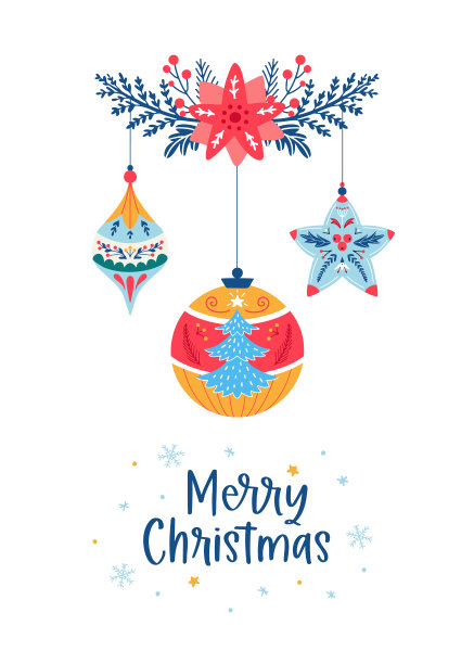 圣诞向量卡球装饰星小饰物图片下载