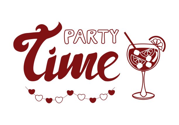 酒精鸡尾酒aperol shpritz和字母短语派对时间孤立在白色背景简单的矢量插图图片下载
