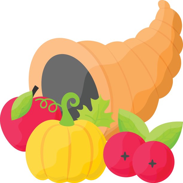 丰饶之角感恩节概念矢量图标设计，丰收节符号，世俗节日符号，宗教和文化传统股票插图图片下载